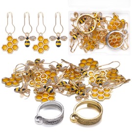20 marcadores de punto de panal de abeja, 2 anillos de ganchillo ajustables para ganchillo y tejer, accesorios de marcador de puntada de ganchillo de aleación