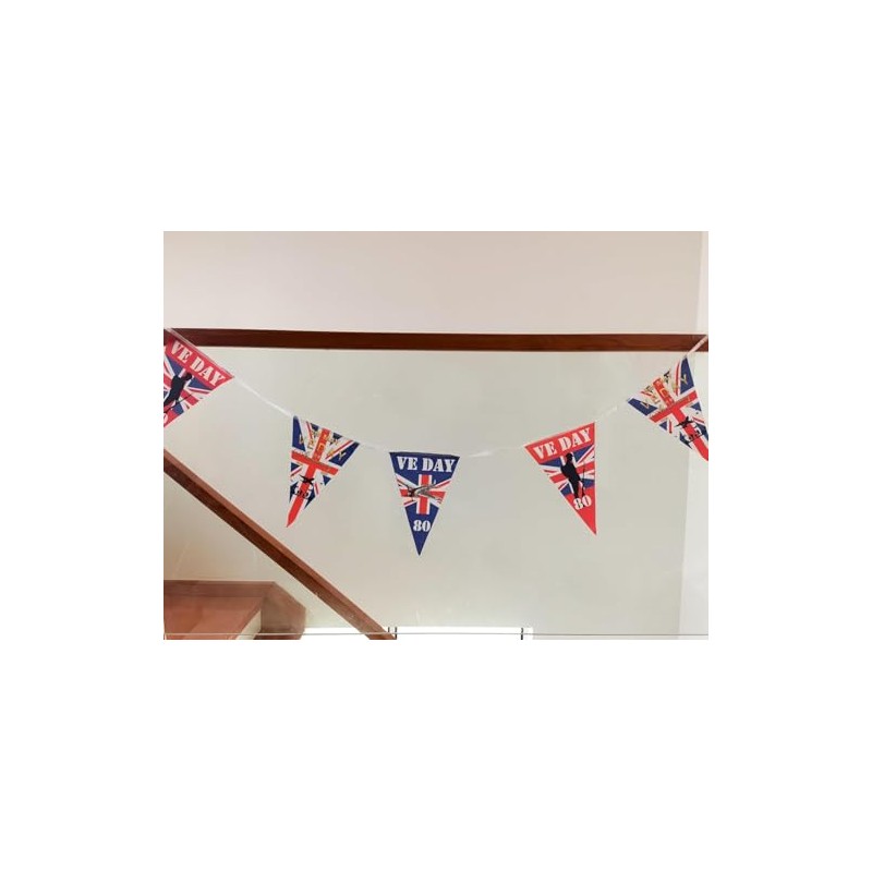 VE Day 80th Anniversary Flag Decorations Bunting Banner, 8th May