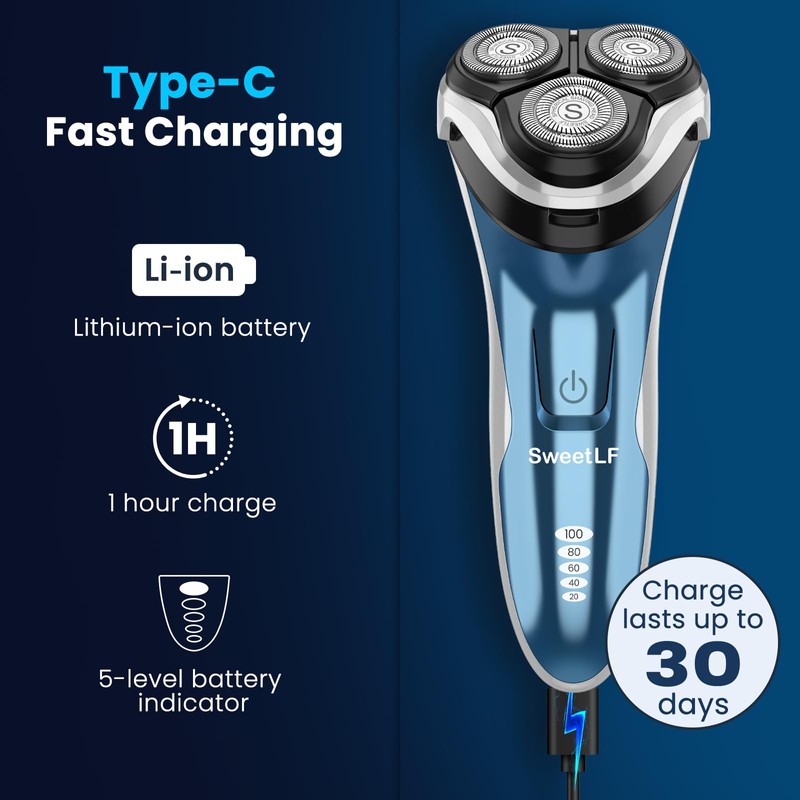 SweetLF Electric Razor for Men with Pop-Up Trimmer, IPX7 Waterproof