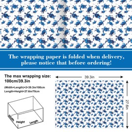 JarThenaAMCS 6 Sheet Sea Turtle Wrapping Paper -Not Roll- Ocean Animal Gift Wrap Paper Folded Flat Craft Paper for Summer Holiday Wedding Birthday, 27.6 x 39.4 Inch