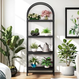 NicBex Book Shelf,Modern 4-Tier Bookcase with Storage Shelves,Wall Corner Book Shelf Floor Standing,Arched Bookcase Display Rack for Home Office,Living Room,Bed Room,Black