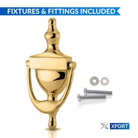 XFORT® Traditional Door Knocker Polished Brass, Victorian Urn Door Knockers for Front Door, Front Door Furniture with a Classic Period Design, Perfect for Alerting You of Visitors to Your Home.