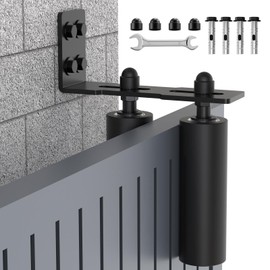 Anobeyi Adjustable Sliding Gate Roller Hardware Kit - Heavy Duty Steel Wall-Mount Bracket & Nylon Roller Guide for Rolling/Sliding Doors, Garage, Wood Gates (Black-1pc, 6in)