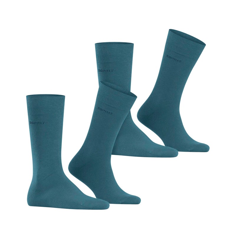 ESPRIT Men's Basic Plain 2-Pack Socks Breathable Organic Cotton Reinforced