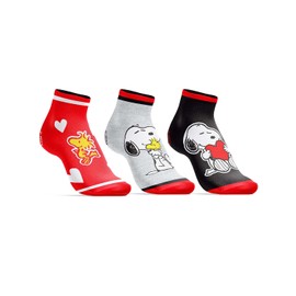 Peanuts Love Themed 3 Pack Womens Juniors Ankle Socks