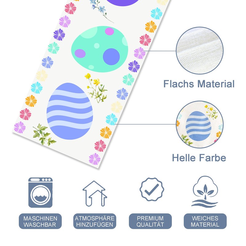 XIANNVXI Easter Eggs Table Runner, Easter Decoration, Easter Eggs Tablecloth,