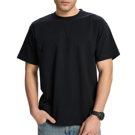 ESTLAPIN Unisex Heavyweight Cotton T-Shirts Oversized Loose Short Sleeve Tops Casual Fashion Summer Solid Tees (Black-2,M)