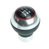 Universal Gear Knob Round Chrome Look Red Ring - Black