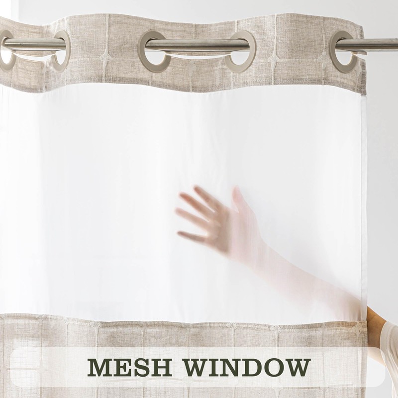 Extra Long Shower Curtains with Snap-in Liner, No Hooks Needed,