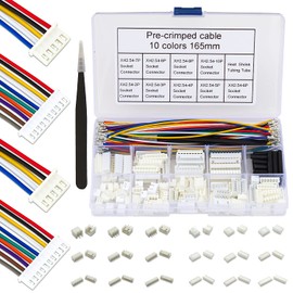 Keszoox XH 2.54mm JST Connector Socket Kit with Pre-Crimped Cables Wire 2/3/4/5/6/7/8/9/10 Pin Housing JST Adapter Cable Connector Socket 22AWG Wire 10 Colors