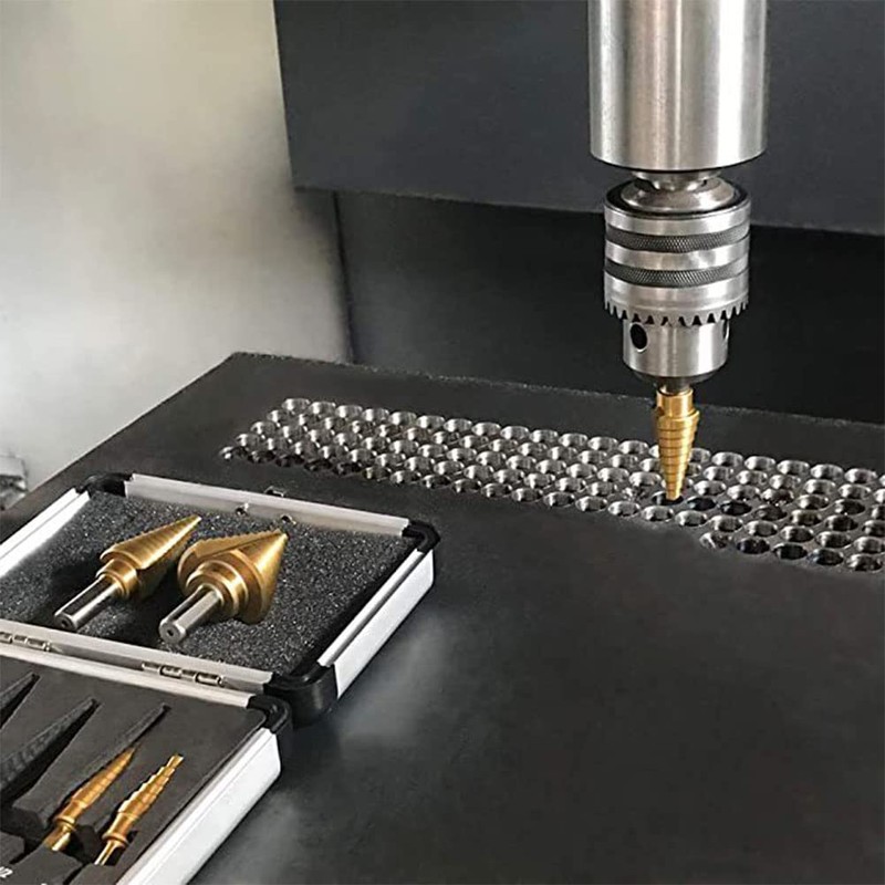 Step Drill Bit Set, 5 Pcs Titanium Coated High Speed