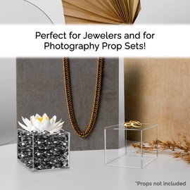 4 Pack Acrylic Cube Display Box Clear 3" Square Food Buffet Riser to Showcase Cakes Collectibles Toys Jewelry Cosmetics No Assembly by Marketing Holders