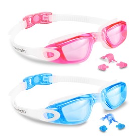 EverSport Kids Swim Goggles, Pack of 2 Swimming Goggles for Children Teens, Anti-Fog Anti-UV Youth Swim Glasses Leak Proof for Age4-16