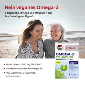 Doppelherz System Omega-3 Vegetable - Algae Oil - with Vitamin D - 60 Capsules