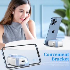 MHYALUDO for AirPods Case Cover 2nd/1st Generation, Compatible with Magsafe, Magnetic Automatic Lock, Charging Port Dust-Proof & Stand Design with Cleaning Kit, Sky Blue/Snow White