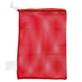Champion Sports Mesh Sports Equipment Bag- Red, 12" x 18"- Multipurpose, Nylon Drawstring Bag w/ Lock and ID Tag, for Sports Equipment, Balls, Swimming Gear - Breathable Stuff Sack