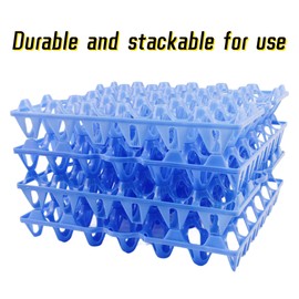 4-Pack Plastic Egg Tray Egg Crates 30-Egg Flats for Home Chicken Farmers, Stackable Egg Cartons Hold Multiple Eggs, Great for Storing, Sorting, and Shipping Eggs, Durable and Reusable (Blue)
