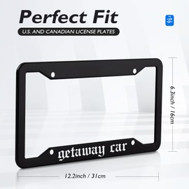 Getaway Car License Plate Frame for Car Decorative Accessories Stainless Steel License Plate Cover for Women Auto Decoration for USA Canada License Plate Holder 12x6 Inch
