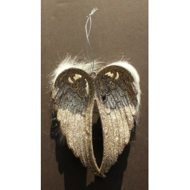 N/A Gold Glitter Hanging Angel Wings W/ Fur Christmas Tree Ornament Decoration