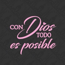 Con Dios Todo Es Posible | Christian Car Decal | 6x5” Vinyl Sticker | Waterproof Faith Window Sticker:_Rosado