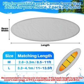 HunnmingRe 2 Pack 420D Kayak Cover Waterproof Kayak Cover for Outdoor Storage Dustproof Canoe Storage UV Protection Boat Sunblock Shield for Canoe Protector Indoor & Outdoor(8.5-11ft)