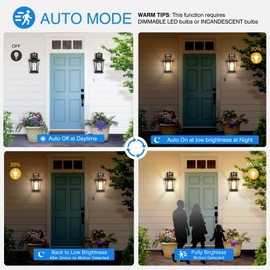 VIANIS Motion Sensor Exterior Light Fixture, 2 Pack Dusk to Dawn Outdoor Light Wall Mount, Anti-Rust Aluminum Outside House Lights,Farmhouse Coach Lantern for Porch, Entryway, Garage, Front Door