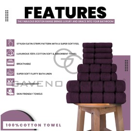 GC GAVENO CAVAILIA Egyptian Cotton Towel Set, Highly Absorbent and Quick Drying Towels for Bathroom, (2 Towels, 2 Bathrooms, 4 Face), 8 Piece Towel Set, Aubergine