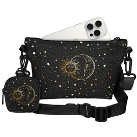 Miss Adola Cute Crossbody Bags for Women - Fashion Design Aesthetic Small Cross Body Bag Cell Phone Purse Wallet Shoulder Pouch for Ladies Teen Girls Female for Travel Daily Shopping Black Sun Moon