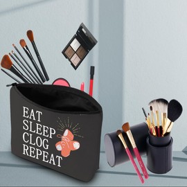 PWHAOO Clog Dance Cosmetic Bag Eat Sleep Clog Repeat Cosmetic Bag Clog Dancer Gift Clogger Dance Lover Gift (Sleep Clog B)