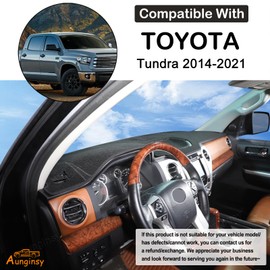 Aunginsy Car Dashboard Cover Mat Compatible with Toyota Tundra 2014-2021 Truck Dashboard Dash Cover Nonslip Black Mat Sun Pad Dash Carpet Sunshade Glare UV Rays Protector Car Interior Accessories, LHD