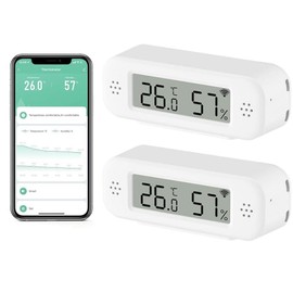 eMylo WiFi Thermometer Hygrometer Sensor, Smart Wireless Indoor Temperature Humidity Monitor with App Alerts, Free Data Storage Export, for Home Room Pet Greenhouse, Compatible with Alexa, 2 PCS