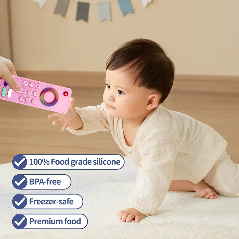 YAPROMO Baby Teething Toys,Reomte Teether Toys, Silicone Chew Toy for