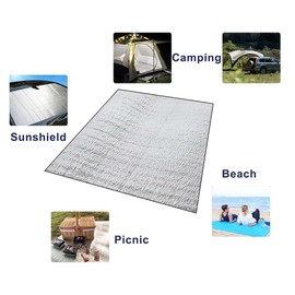 Fuzayylu Aluminium Sleeping Mat, Camping 200 x 100 cm, Camping Floor Mat Made of Aluminium Foil, Foldable Aluminium Camping Sleeping Mat, Insulating Foam Mat for Tent, Reflective Mat