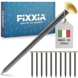 FIXXIA Picture Nails with or without Impact Aid, 30 Pieces Diameter 2 mm, Black with Gold or Silver Decorative Head Diameter 6 mm, 20, 25, 30, 40, 50 mm, Concrete Nails, Wall Nail (Gold, 30 mm)