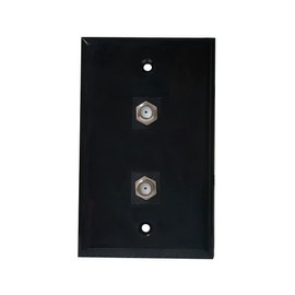 BUPLDET 2 Port Coax Wall Plate Black - Single Gang Double Coaxial Jack Outlet Cover Plate for Cable TV/Antenna