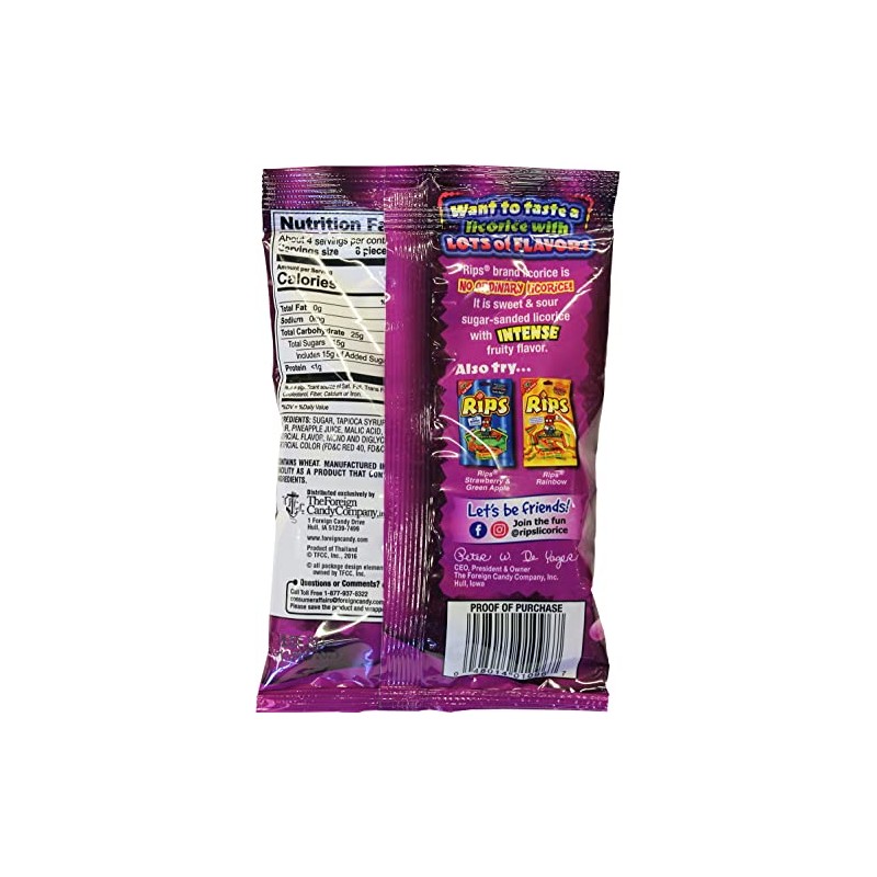 Rips Licorice Candy Grape Flavor, 4 Ounce