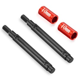 RCHUBAM 2PCS CVD Stub Shaft Steel Portal Stub Axle Drive Shaft Steering CVD Set Compatible with Redcat Ascent 1/18 RC Rock Crawler Car (+10mm CVD Stub Shaft)