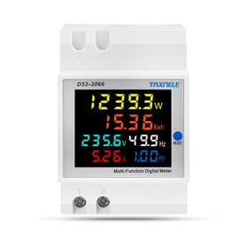 Probador de medidor de energía monofásico Din Track monitor eléctrico 6 en 1 multímetro AC 40-300V 100A voltaje corriente voltímetro amperímetro Watt kWh frecuencia medidor de potencia 230v (CT integrado)