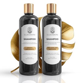 CLEOSKIN Kit de Shampoos Anticaída y Limpieza Profunda - Tratamiento Capilar con Infusión de Romero y Árbol de Té para Estimular Crecimiento y Balance