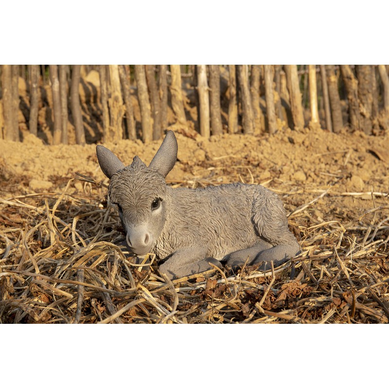 Hi-Line Gift Medium Donkey FOAL Lying Down, Brown
