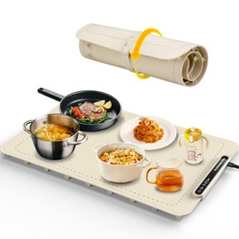 Electric Warming Tray,Full Surface Heating Tray with 3 Temperature Settings Anti-Touch Lock,Silicone Warming Tray for Food,Foldable Roll Up Food Warmer for Gatherings,Parties,Everyday Use
