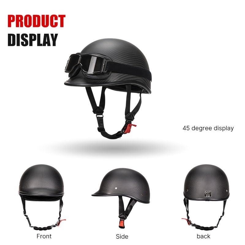 Vintage Motorcycle Half Shell Lightweight Carbon Fiber Open Face Helmets