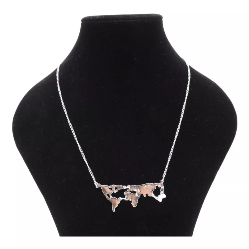 Patry Deluxe Collar Mapamundi Dije Viajero Mochilero Mapa Mundo Colgante