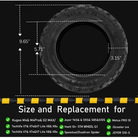 Tocbeuu 10x3" Electric Scooter Vacuum Tire, 80/65-6 commuter Tubeless Tyre, 255x80 Replacement wheel For Zero 10X/ Vsett 10+/ Kugoo M4& M4 Pro/Techlife X7& X7s& X8& X8s/Motus PRO 10/ Joyor Y6S& S10S