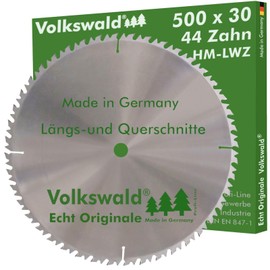 Volkswald ® HM Saw Blade LWZ 500 x 30 mm Z = 44 Circular Saw Blade Alternating Tooth Precision Saw Blade with Chip Deflector for Hardwood Natural Wood Firewood Glued Wood Chop Saw Rocker Saw Table Saw