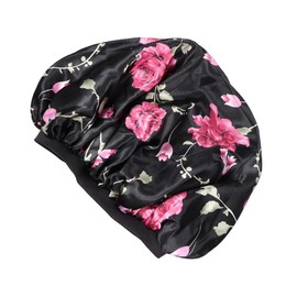 TOVINANNA Large Size Satin Sleep Cap Salon Sleep Cap Elastic Wide Brim Silk Hair Bonnet for Shower Home Use