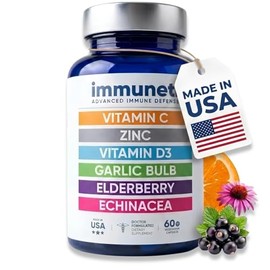 Immuneti Advanced Immune Support – Doctor Formulated 6-in-1 Daily Immunity Supplement – Made in USA – With Vitamin C, D3, Zinc, Elderberry, Garlic & E