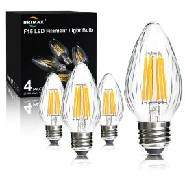 ‎BRIMAX E26 LED Bulb F15 Flame Wrinkle Retro Dimmable Warm White Candelabra Candle Light - 6W - 60W Medium Base Edison Vintage Bulbs for Ceiling Fan Lantern