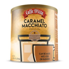 Caffe D'Vita Caramel Macchiato - Instant Coffee Powder Mix for Lattes, Gluten Free, No Cholesterol, No Hydrogenated Oils, Kosher-Dairy - 2 Lb Can