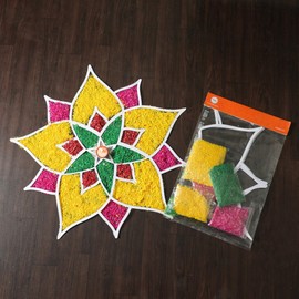 Desi Favors Multicolor Floor Rangoli - Diy Rangoli Kit/Rangoli for Diwali/Easy Diy Rangoli Cutouts/Rangoli Mats for Pooja/Rangoli Decorations/Rangoli Stencil - 24x24 Inch (Pack of 1)